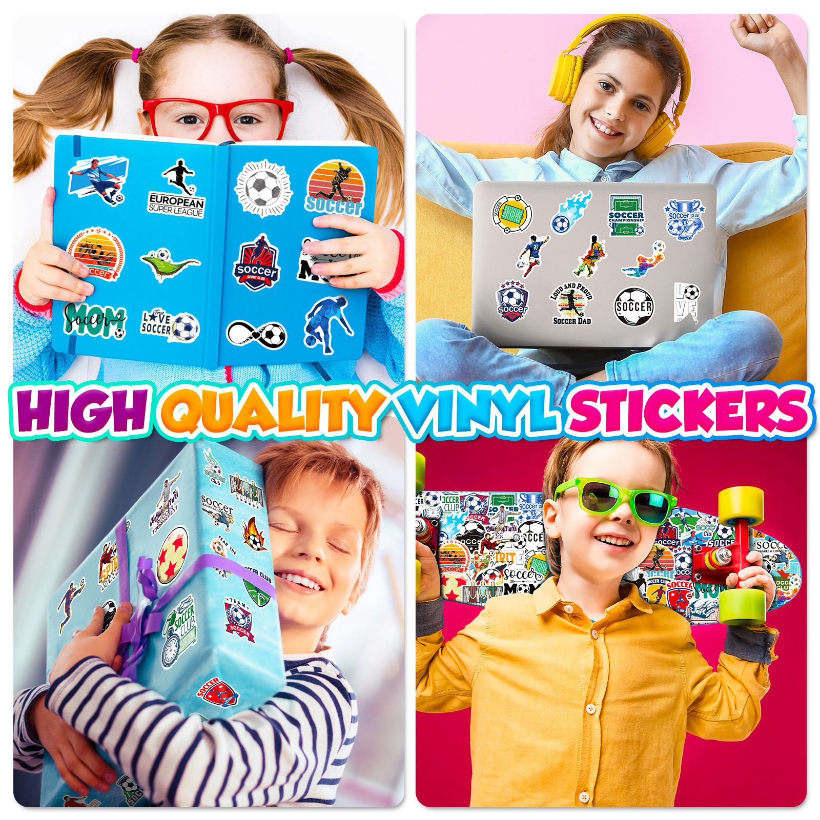 50 PCS Football Themed Stickers, World Cup Inspired Sports Star Style Decals for Journal, Phone, Guitar, Laptop, Stationery | DIY Sports Stickers Scrapbooking Supplies