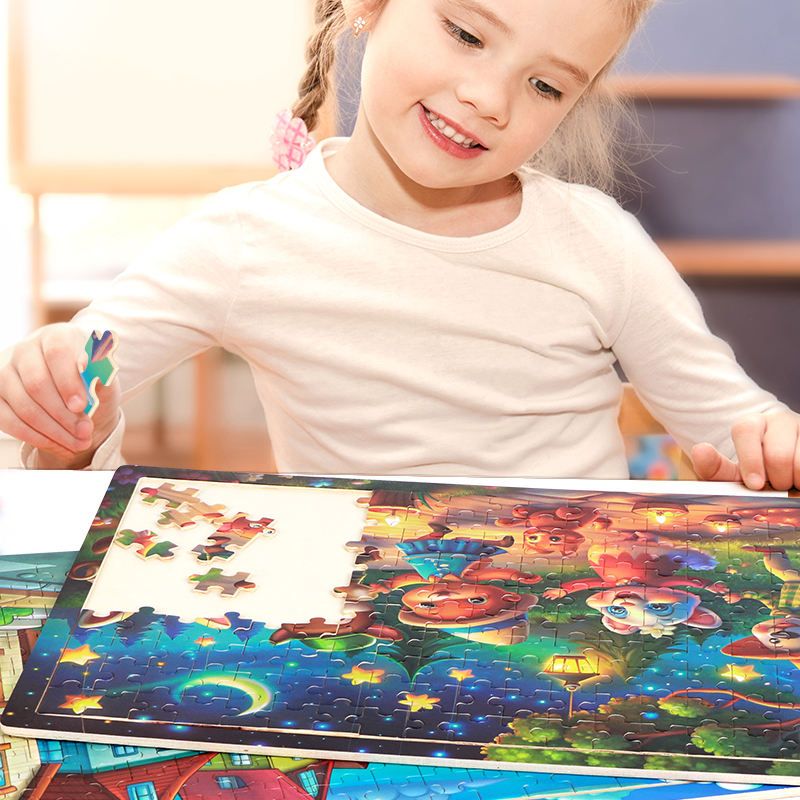 200 Pieces Wooden Cartoon Animal Jigsaw Puzzle – Multiple Themes Kids Educational Toy for Early Learning & Brain Development & Children Gift