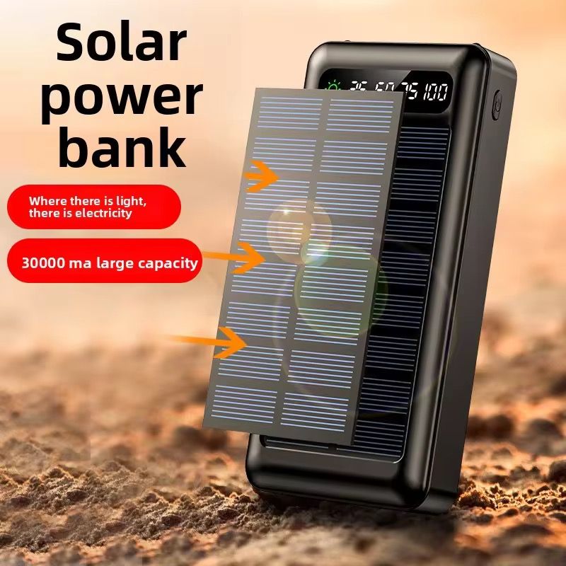 20000mAh Solar-powered power bank Treasure Large Capacity Self-belt Portable LED Lighting Function Solar Charging