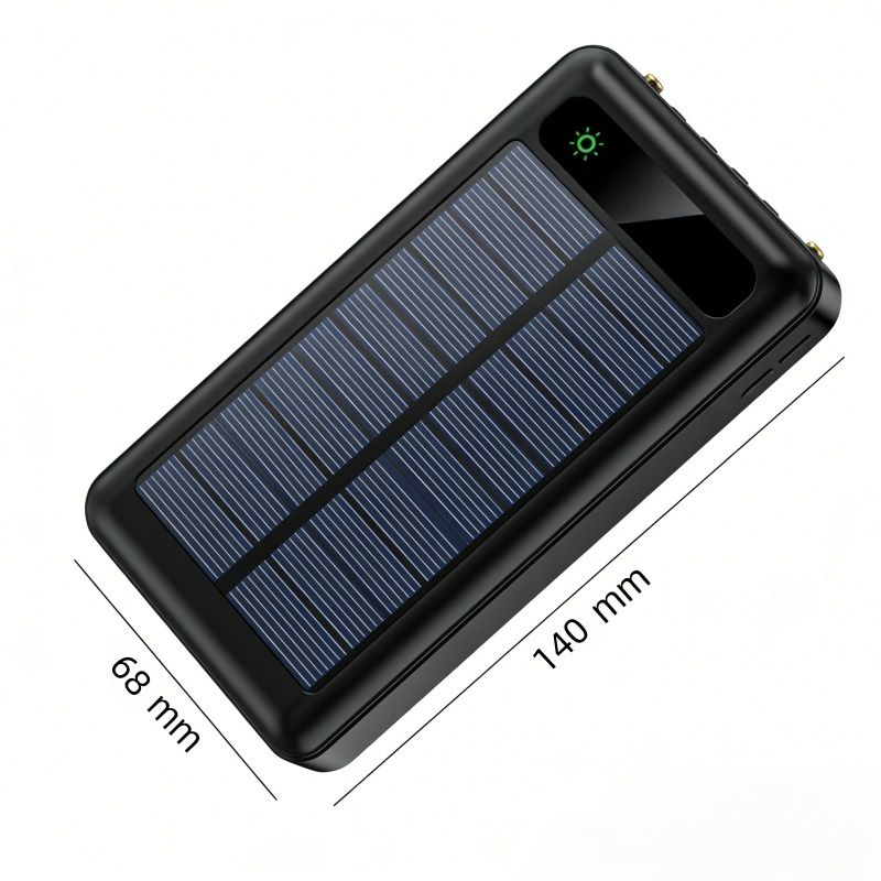 20000mAh Solar-powered power bank Treasure Large Capacity Self-belt Portable LED Lighting Function Solar Charging