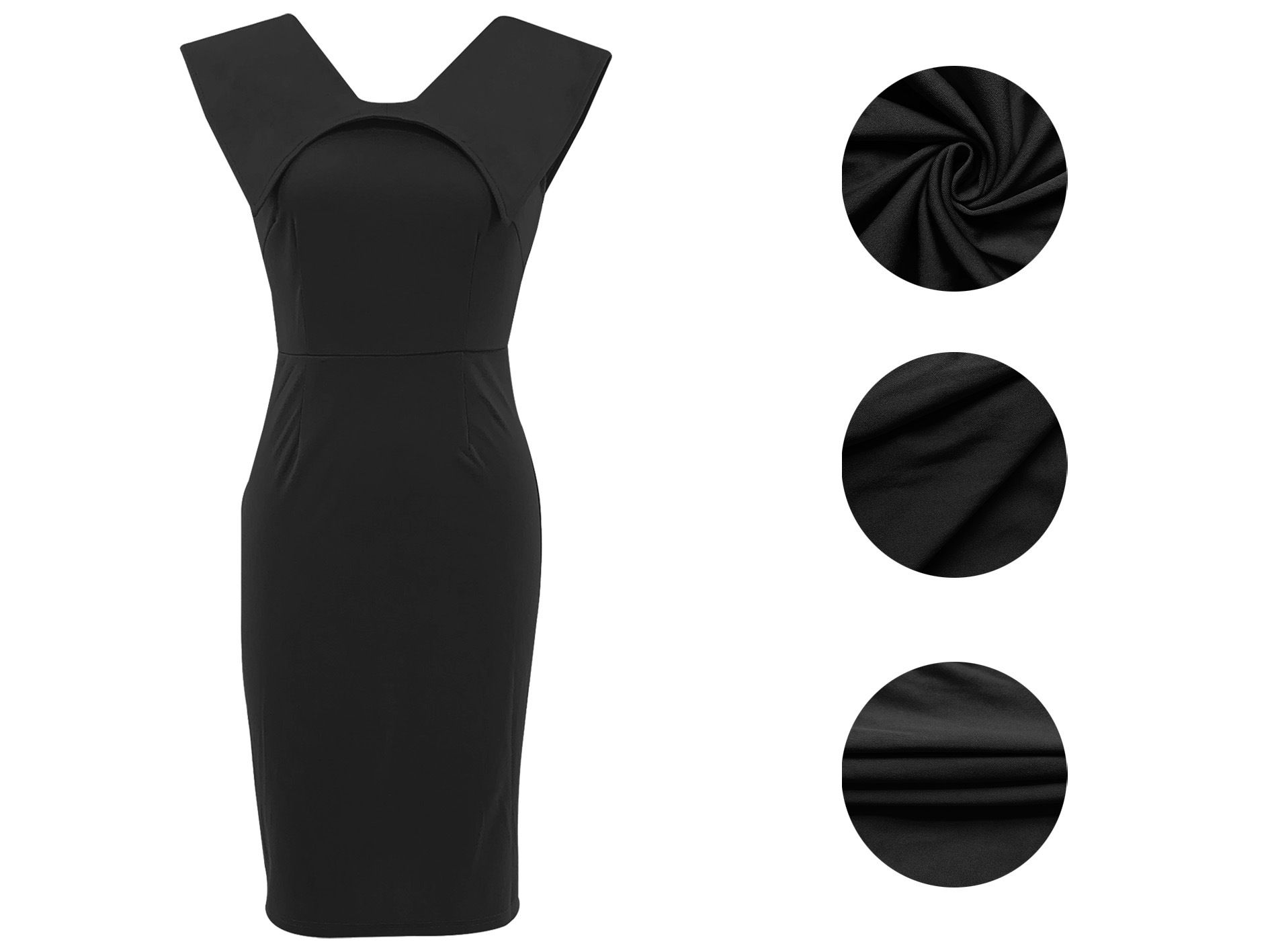New European and American women's Office dress sleeveless square collar back zipper split dress
