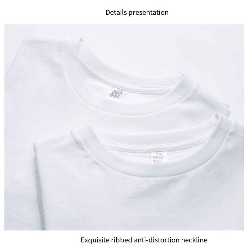 Cotton short sleeve T-shirt heavy weight men's T-shirt Hong Kong fashion brand large size loose round neck T-shirt print base shirt