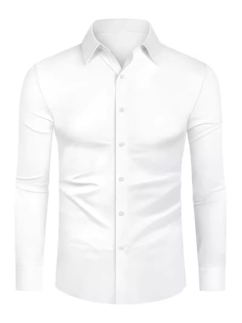 Men's long sleeve slim workwear business casual senior sense white shirt wrinkle resistant iron suit lining