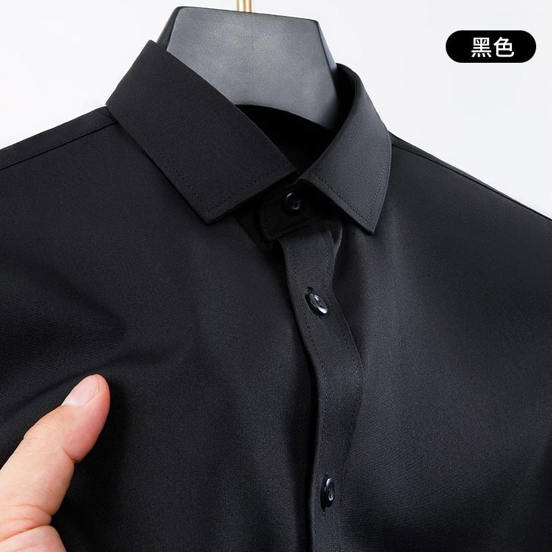 Men's long sleeve slim workwear business casual senior sense white shirt wrinkle resistant iron suit lining