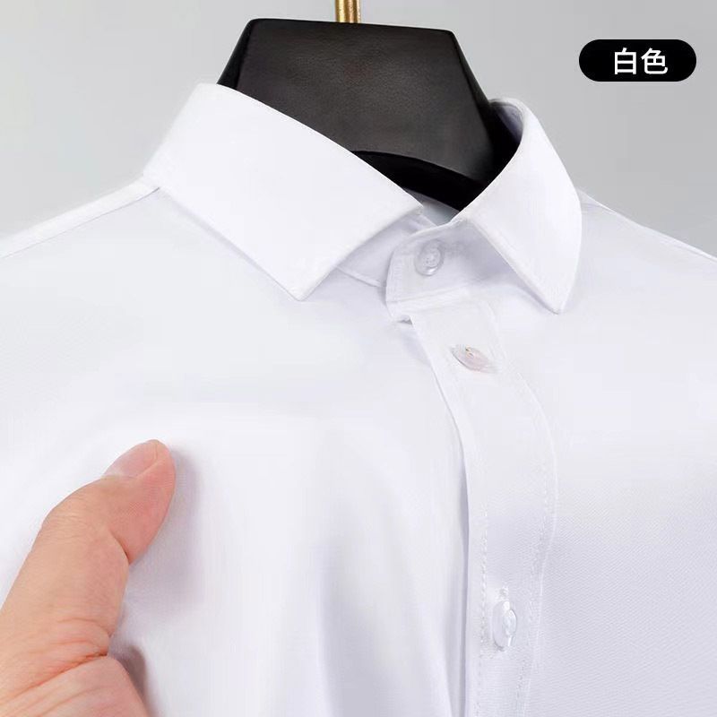 Men's long sleeve slim workwear business casual senior sense white shirt wrinkle resistant iron suit lining