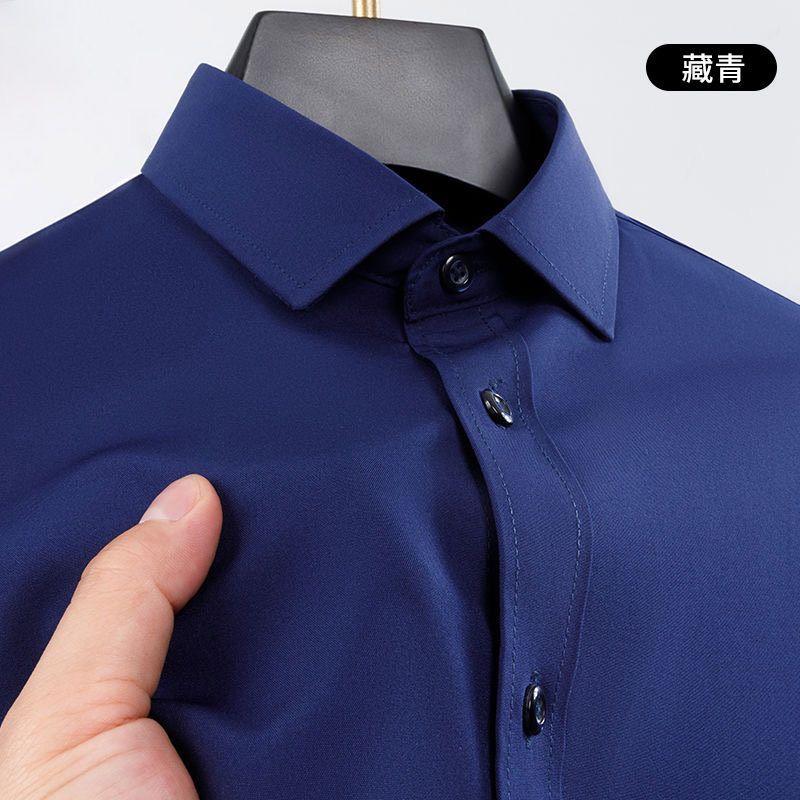 Men's long sleeve slim workwear business casual senior sense white shirt wrinkle resistant iron suit lining