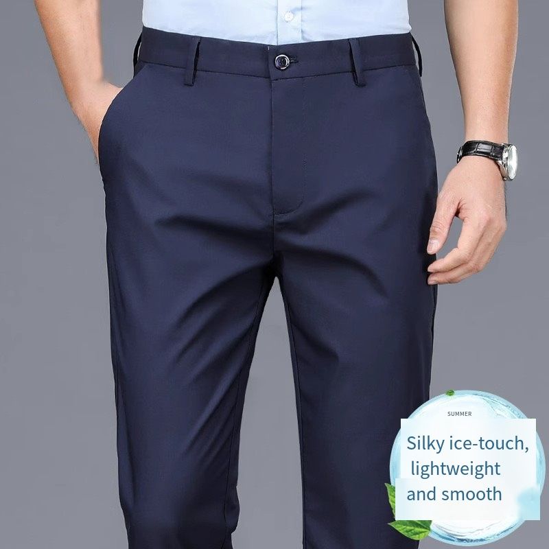 High quality men men's trousers casual thin stretch slim straight tube business suit trousers men's wear