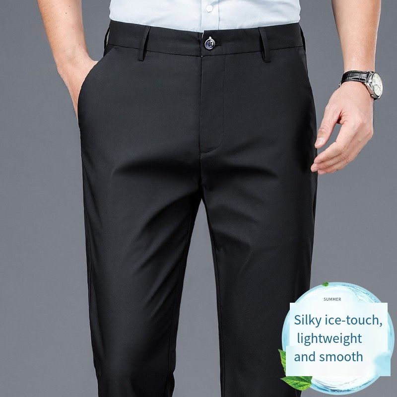 High quality men men's trousers casual thin stretch slim straight tube business suit trousers men's wear