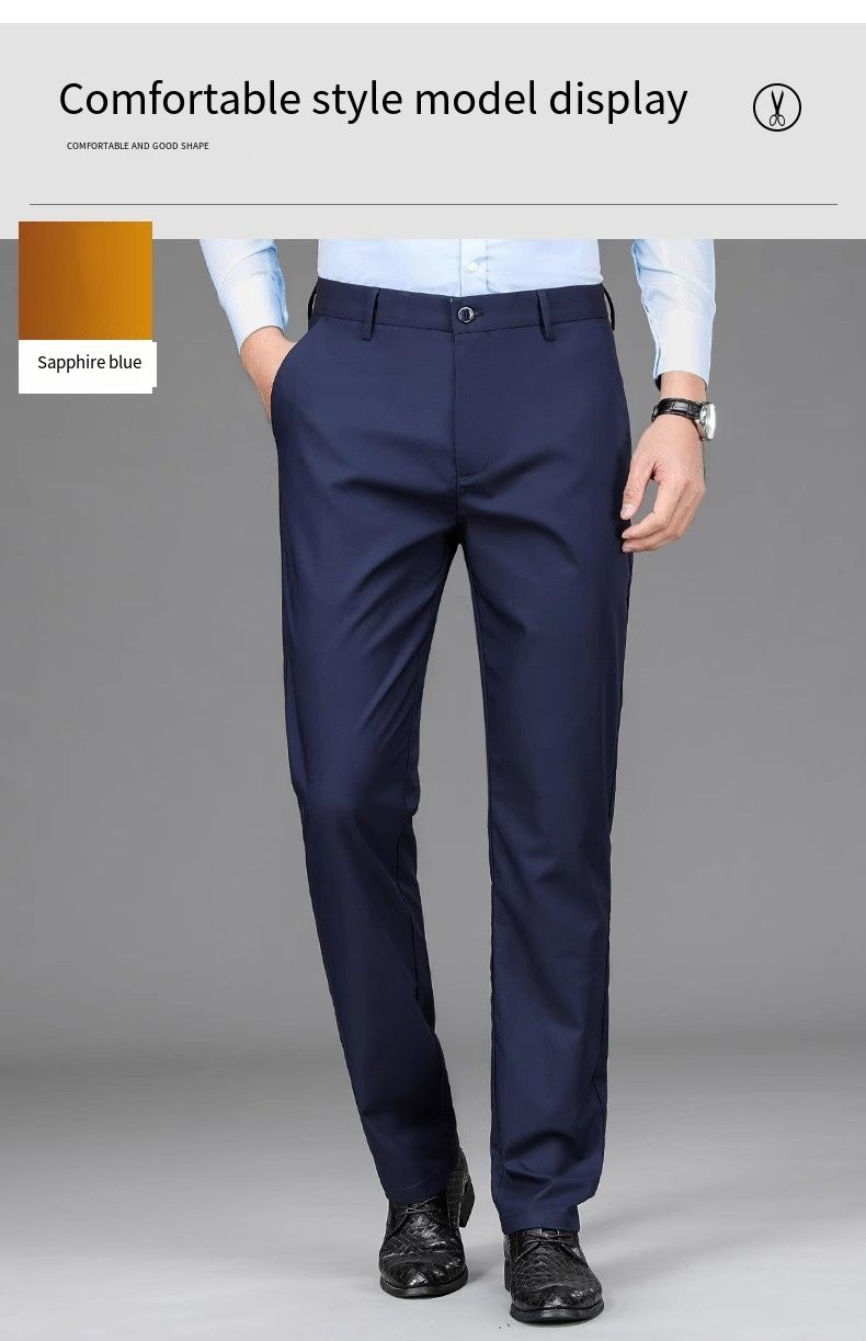High quality men men's trousers casual thin stretch slim straight tube business suit trousers men's wear