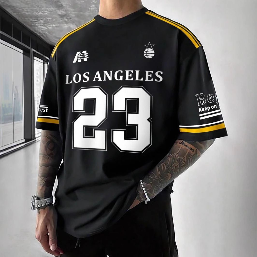 Summer hockey short-sleeved American sports printed football retro basketball jerseys men's T-shirts casual loose