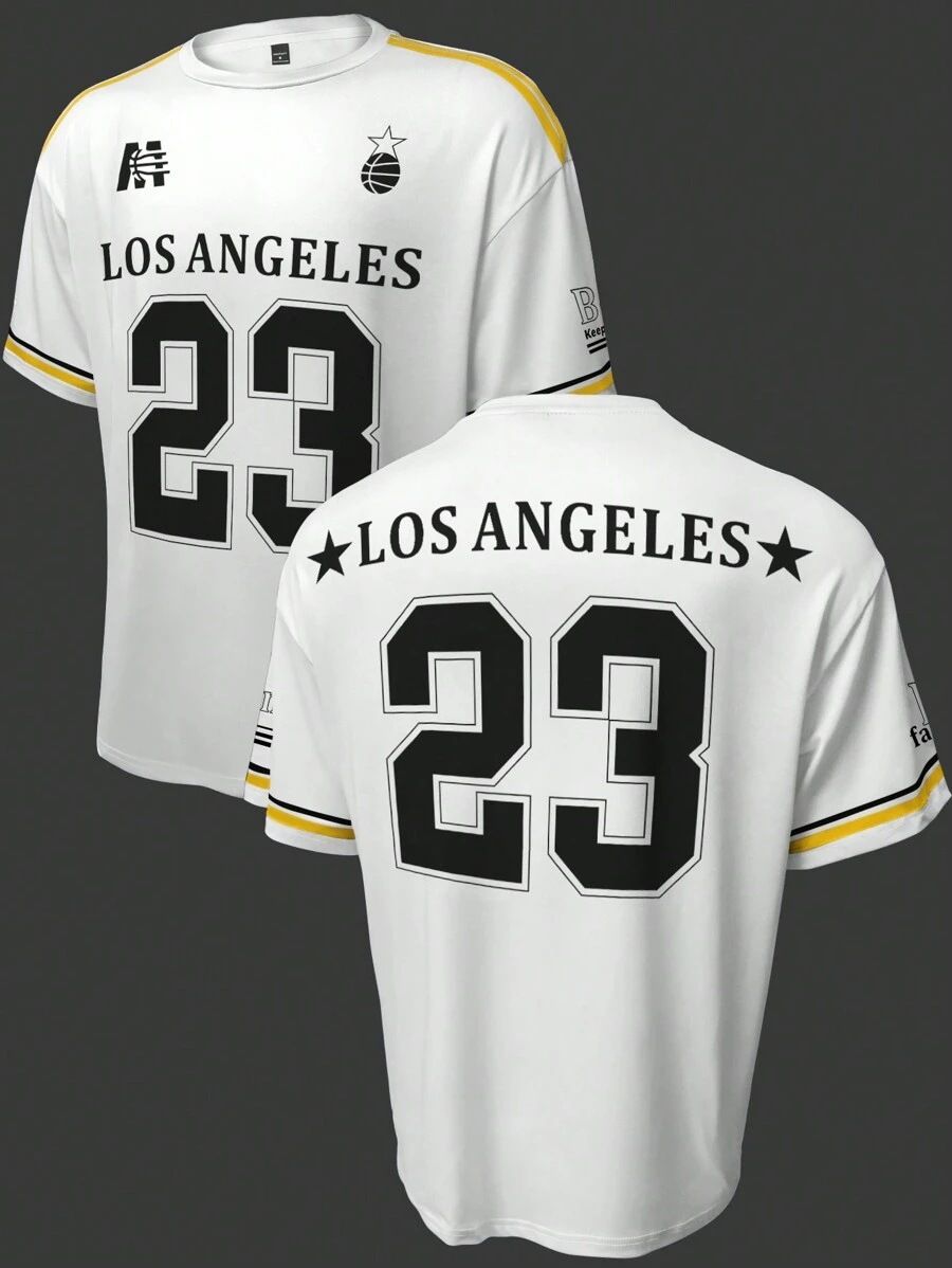 Summer hockey short-sleeved American sports printed football retro basketball jerseys men's T-shirts casual loose