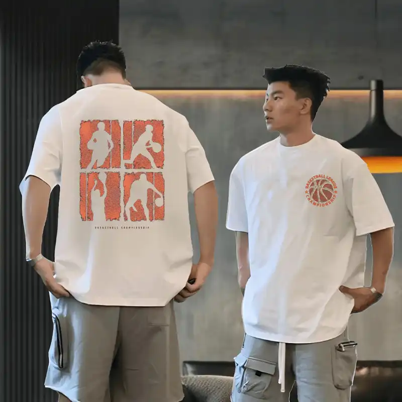 Extra Large Size 200 lbs Cotton Men's T-Shirt Short Sleeve Youth Summer Trend Brand Round Neck Loose Fitting Shirt with Print