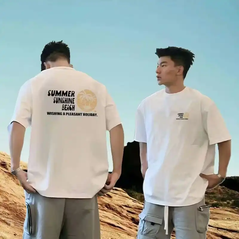 Extra Large Size 200 lbs Cotton Men's T-Shirt Short Sleeve Youth Summer Trend Brand Round Neck Loose Fitting Shirt with Print