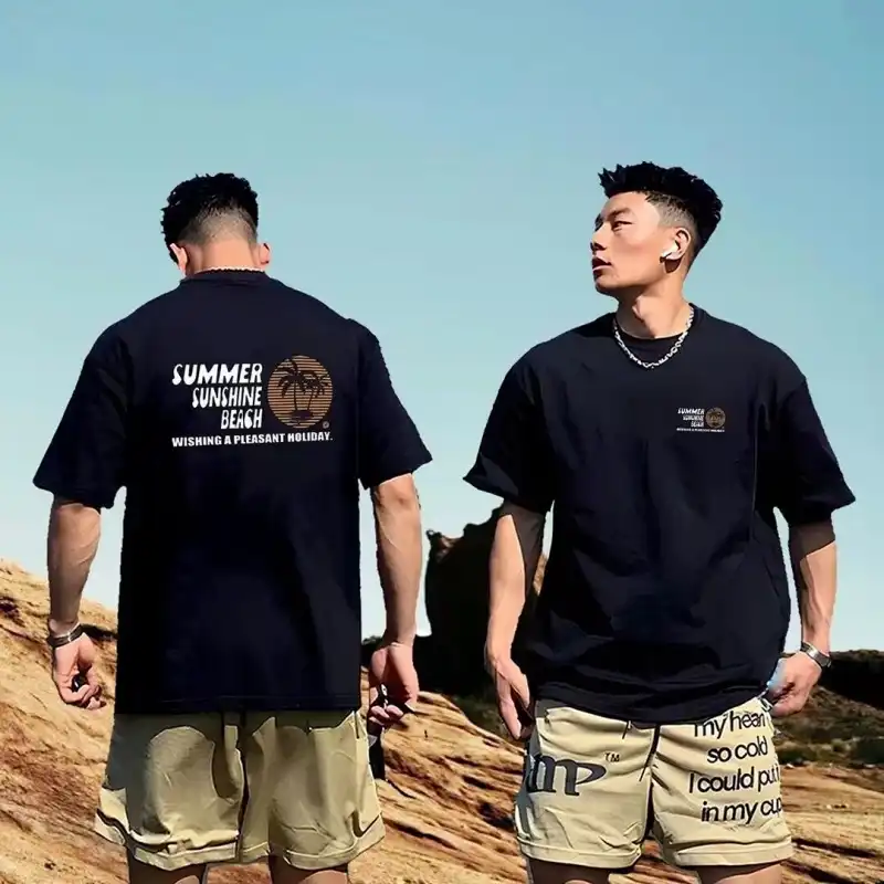 Extra Large Size 200 lbs Cotton Men's T-Shirt Short Sleeve Youth Summer Trend Brand Round Neck Loose Fitting Shirt with Print