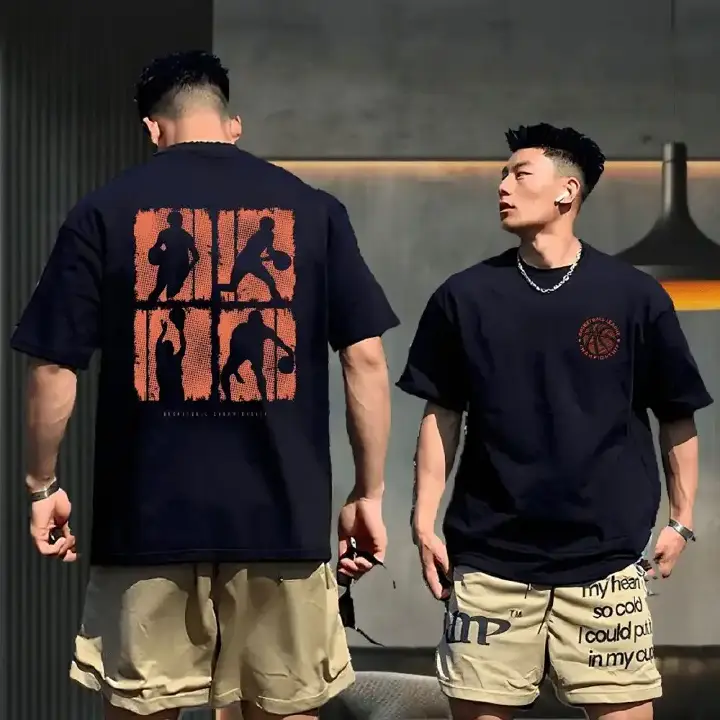 Extra Large Size 200 lbs  Men's T-Shirt cotton Short Sleeve Youth Summer Trend Brand Round Neck Loose Fitting Shirt with Print