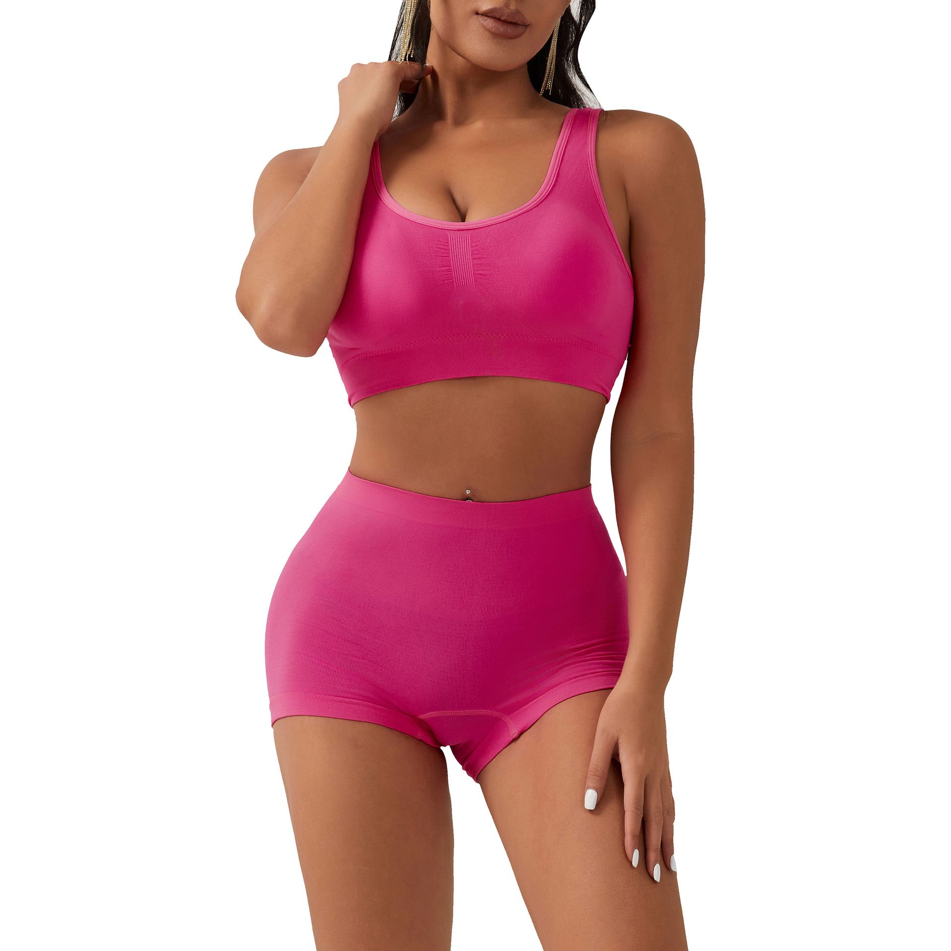 Exercise fitness vest shorts two sets of abdominal breathable elastic hip peach pants quick dry yoga set