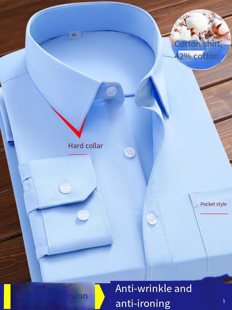 White button-down cotton long-sleeved spring-autumn workwear formal attire professional business casual Korean-style relaxed unironed office business short-sleeved shirt