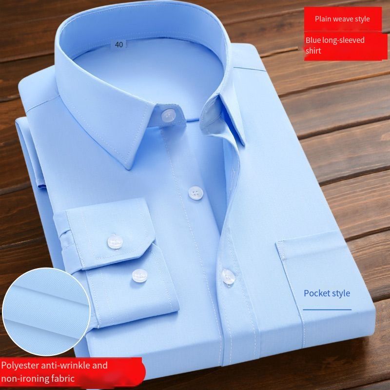 White button-down cotton long-sleeved spring-autumn workwear formal attire professional business casual Korean-style relaxed unironed office business short-sleeved shirt