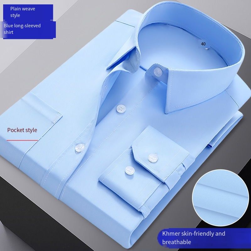White button-down cotton long-sleeved spring-autumn workwear formal attire professional business casual Korean-style relaxed unironed office business short-sleeved shirt
