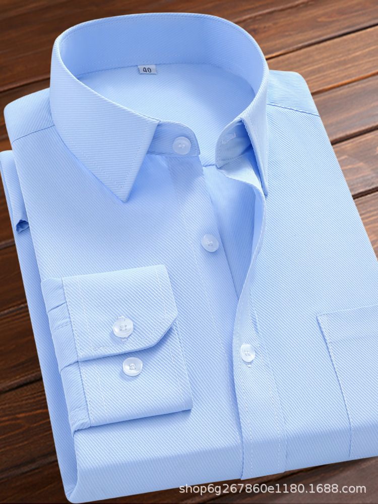 White button-down cotton long-sleeved spring-autumn workwear formal attire professional business casual Korean-style relaxed unironed office business short-sleeved shirt