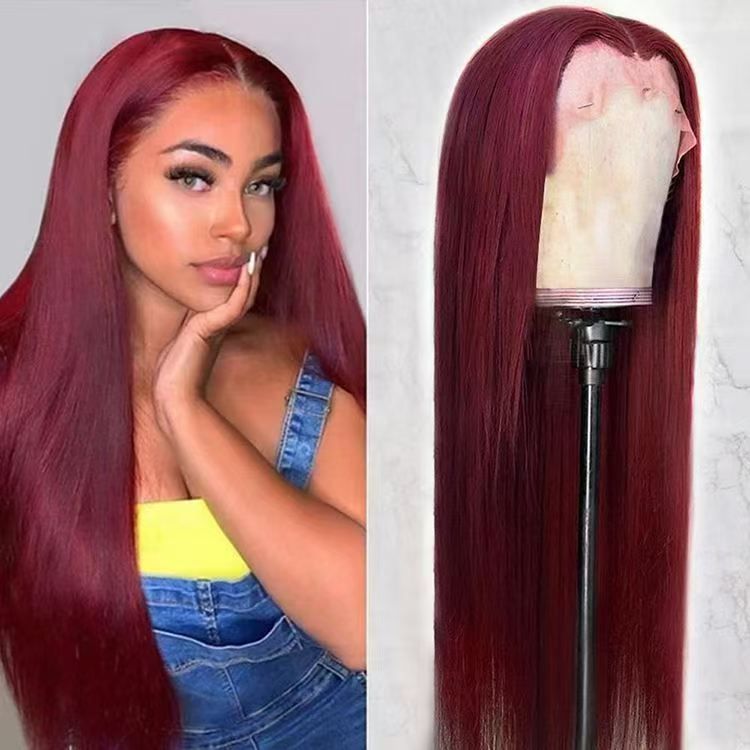 European and American women's wigs, African long black hair, middle parting, long straight hair, high-temperature silk wig cap, cross-border wigs