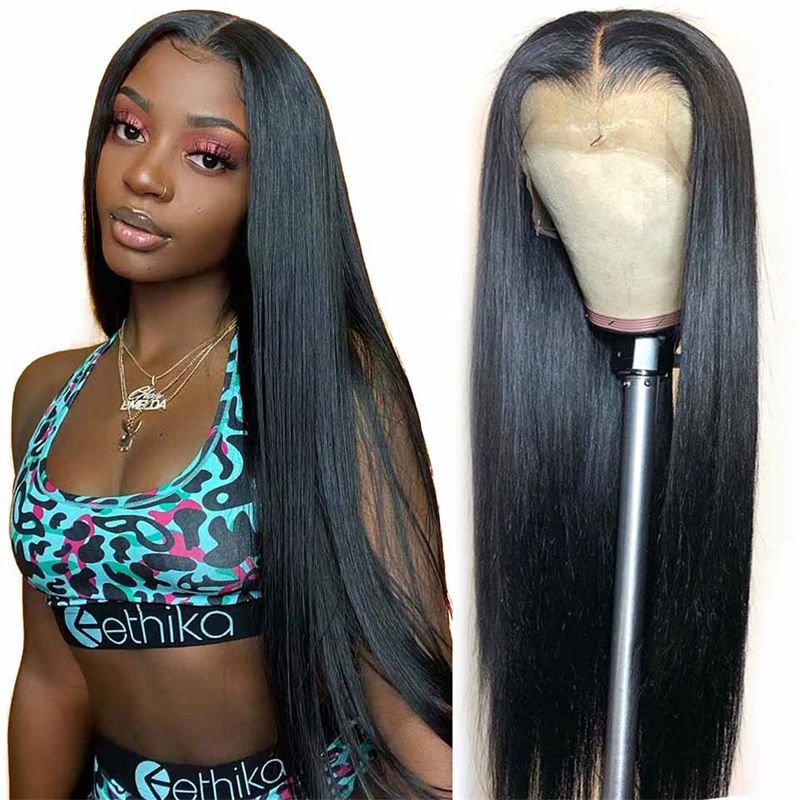 European and American women's wigs, African long black hair, middle parting, long straight hair, high-temperature silk wig cap, cross-border wigs