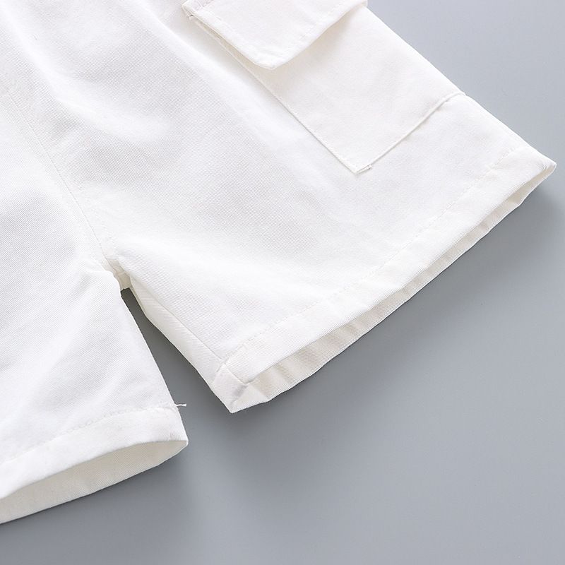 2 pcs summer short-sleeved floral shirt and shorts set for boys aged 0~4. Children's vacation beachwear, casual pants, trendy European/American printed shirt