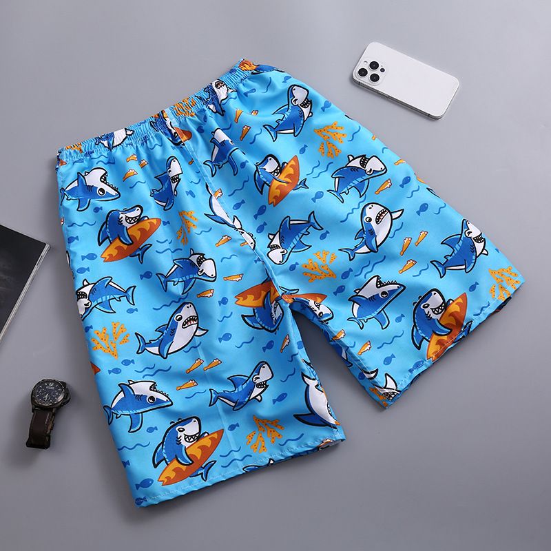 Men's casual shorts for summer vacation, big pants with elastic waist, men's outer swim trunks, men's short pants