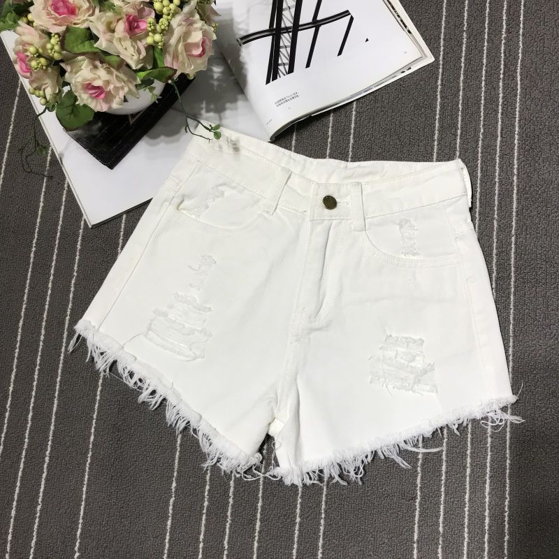 Hot girl ripped denim short pants for women in summer, lightweight, loose-fitting, high-waisted, slimming design, unique style, wide-leg, hot and trendy
