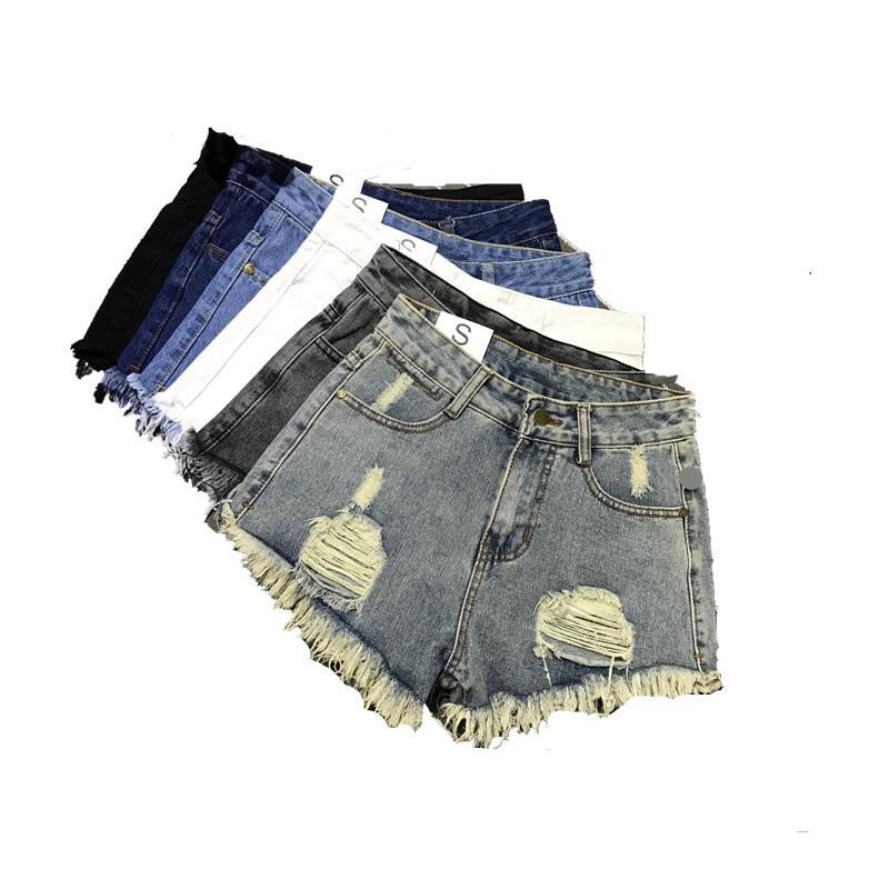 Hot girl ripped denim short pants for women in summer, lightweight, loose-fitting, high-waisted, slimming design, unique style, wide-leg, hot and trendy