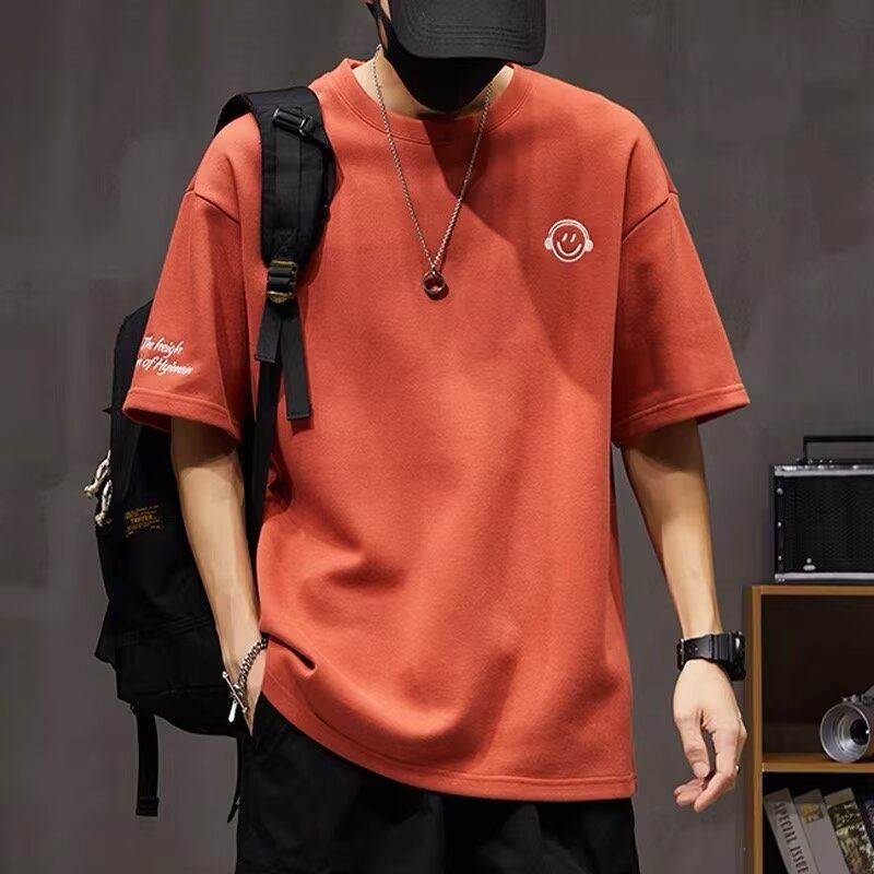 Short-sleeved trendy men's T-shirt in Hong Kong style, round neck, popular brand, Japanese style, summer season, loose fit, large size, trendy and casual
