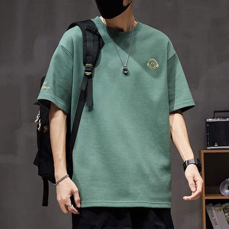Short-sleeved trendy men's T-shirt in Hong Kong style, round neck, popular brand, Japanese style, summer season, loose fit, large size, trendy and casual