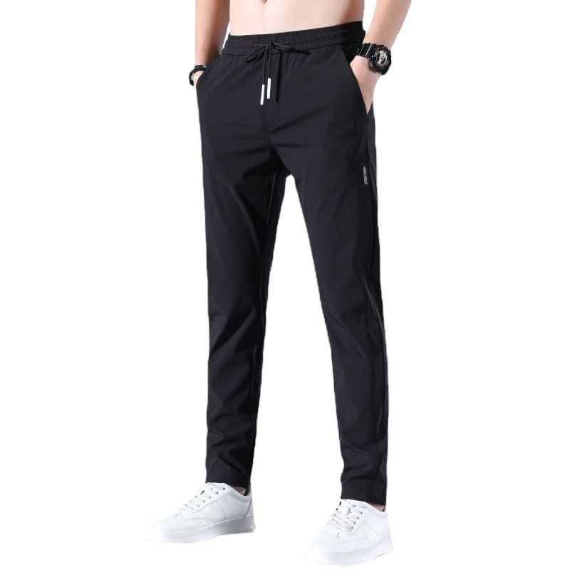 Solid-color classic and simple versatile business casual trousers for men. Trendy, loose, comfortable, breathable, ice-silk breathable straight-leg pants