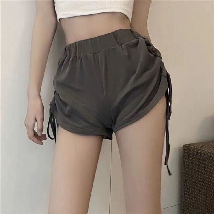 2026 Summer Short Women's High-Waisted Slim-Fitting Wide Leg Pants with Designated Drawstrings - Stylish Hot Pants for Girls, Suitable for Daily Wear and Outdoor Wearing, Women's Casual Pants