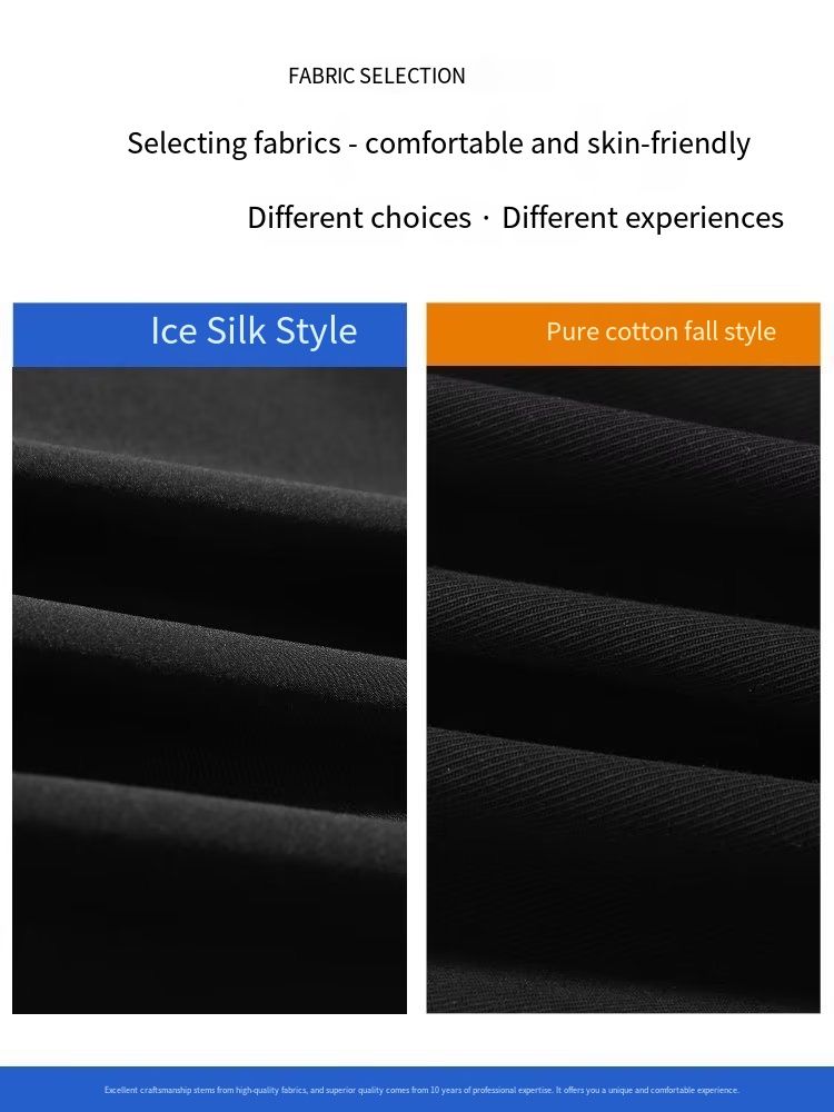 Men's summer straight-leg ice silk trousers, solid color, simple, loose, large size, draping, floor-length pants, Hong Kong style.