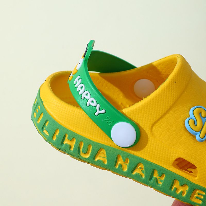 Children's slippers - Summer girls' cute cartoon indoor soft-soled anti-slip boys' baby household front-opening slip-on sandals with holes