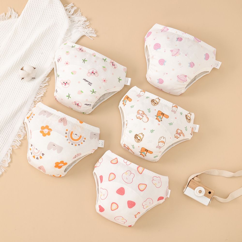 5 pcs baby toilet training pants - Boys' and girls' underwear, learning pants, waterproof and washable, diaper-free, urine-proof pants