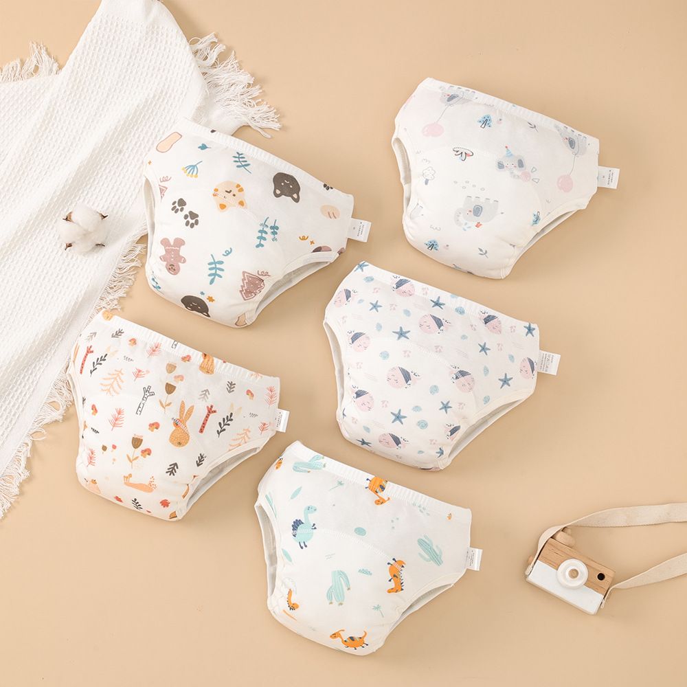 5 pcs baby toilet training pants - Boys' and girls' underwear, learning pants, waterproof and washable, diaper-free, urine-proof pants