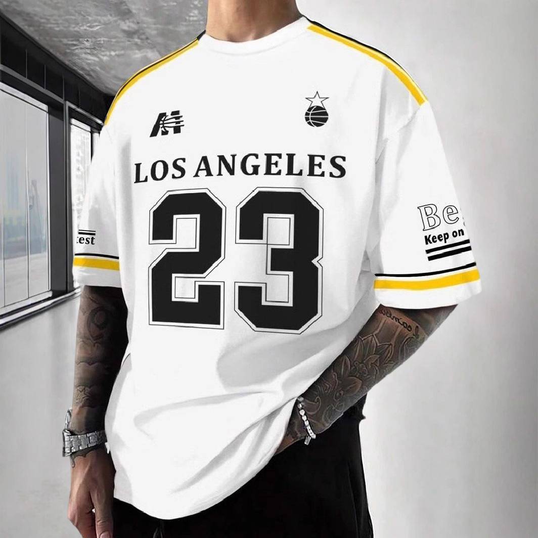 Summer hockey short-sleeved American sports printed football retro basketball jerseys men's T-shirts casual loose