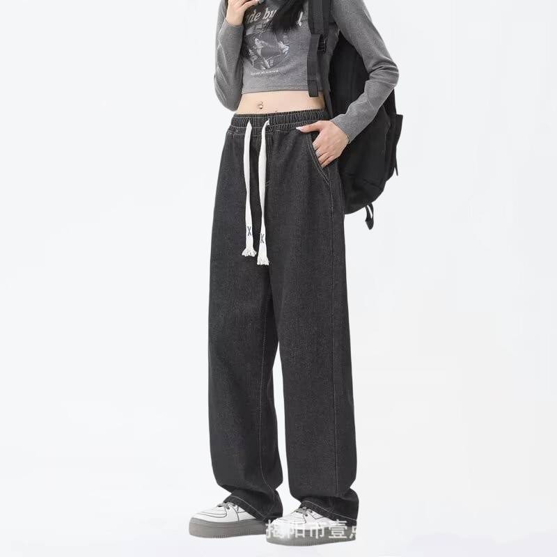 2026 New Style Spring-Autumn Denim Pants for Women - Trendy Brand - Loose and Retro Straight-Fitting Wide Leg Casual Pants for Children
