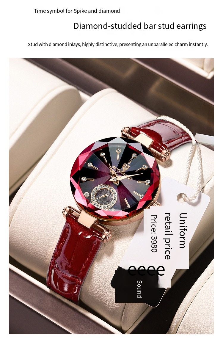 Rose gold set with diamond belt watch female students watch female junior high school students special examination watch