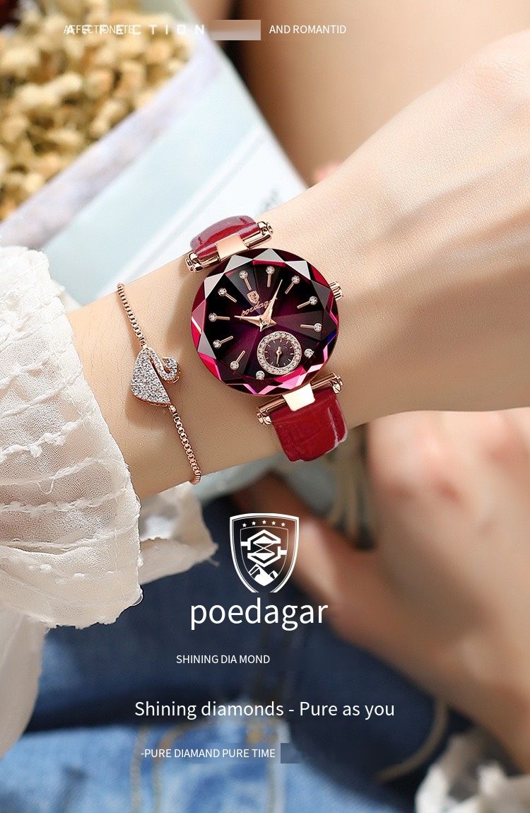 Rose gold set with diamond belt watch female students watch female junior high school students special examination watch