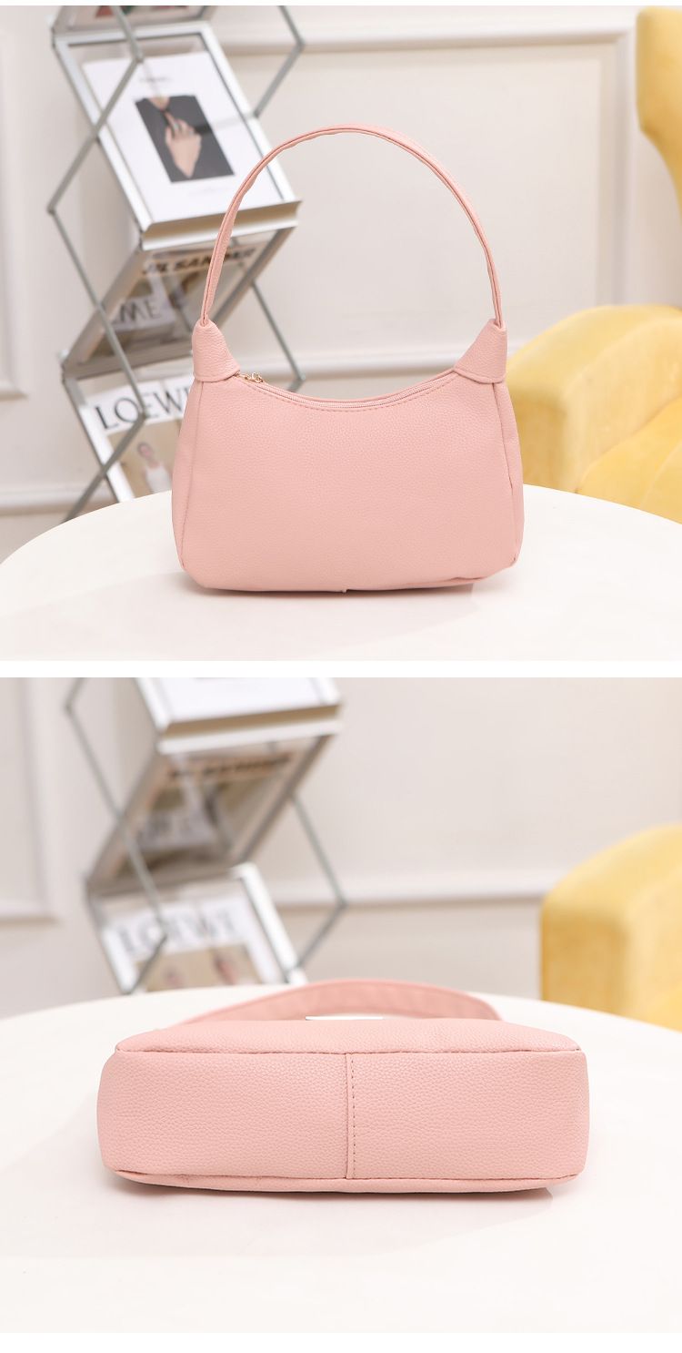 2026 Fashion Lychee Pattern Rhinestone Decorated Crescent-shaped Women's Shoulder Bag, Fresh and Sweet Single-Shoulder Bag for Ladies, Women's Handbag