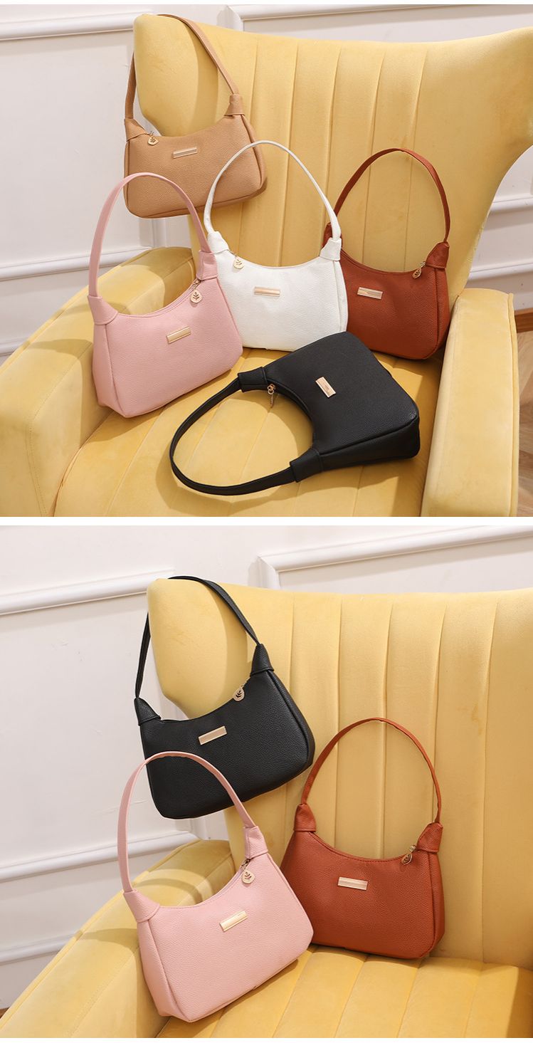 2026 Fashion Lychee Pattern Rhinestone Decorated Crescent-shaped Women's Shoulder Bag, Fresh and Sweet Single-Shoulder Bag for Ladies, Women's Handbag