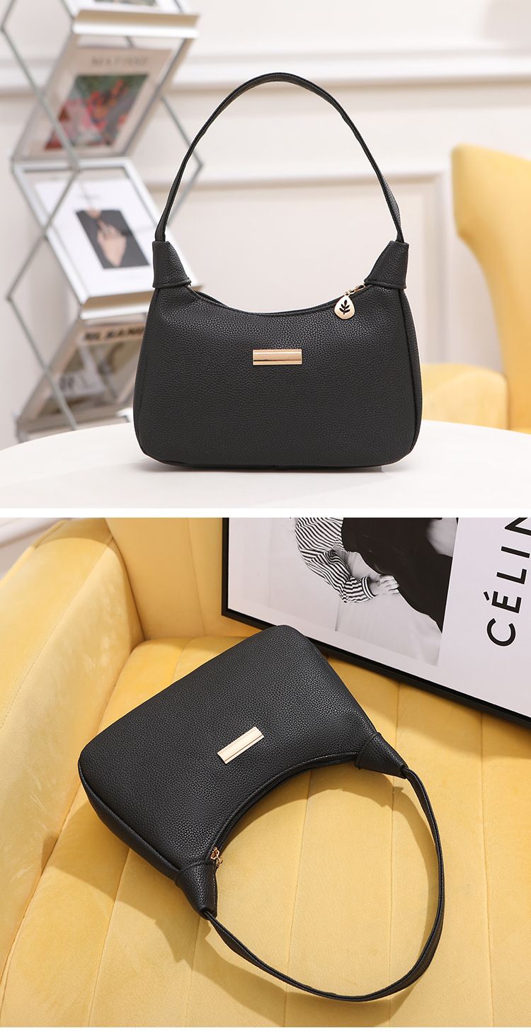 2026 Fashion Lychee Pattern Rhinestone Decorated Crescent-shaped Women's Shoulder Bag, Fresh and Sweet Single-Shoulder Bag for Ladies, Women's Handbag