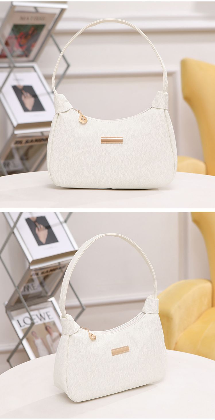 2026 Fashion Lychee Pattern Rhinestone Decorated Crescent-shaped Women's Shoulder Bag, Fresh and Sweet Single-Shoulder Bag for Ladies, Women's Handbag