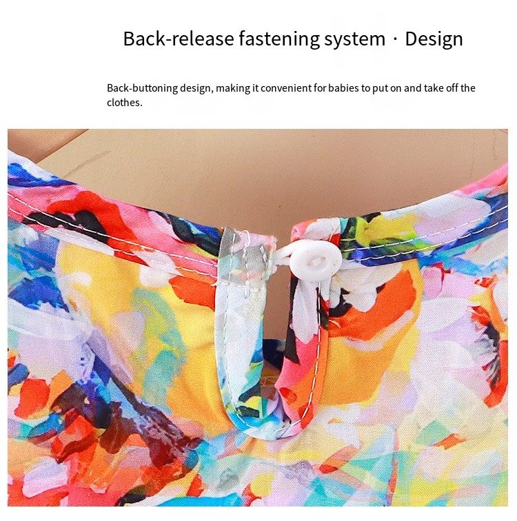 Girls' summer cotton dress for children, new style, large size, princess-style top and skirt, Korean version, girls' dress, children's clothing, floral pattern