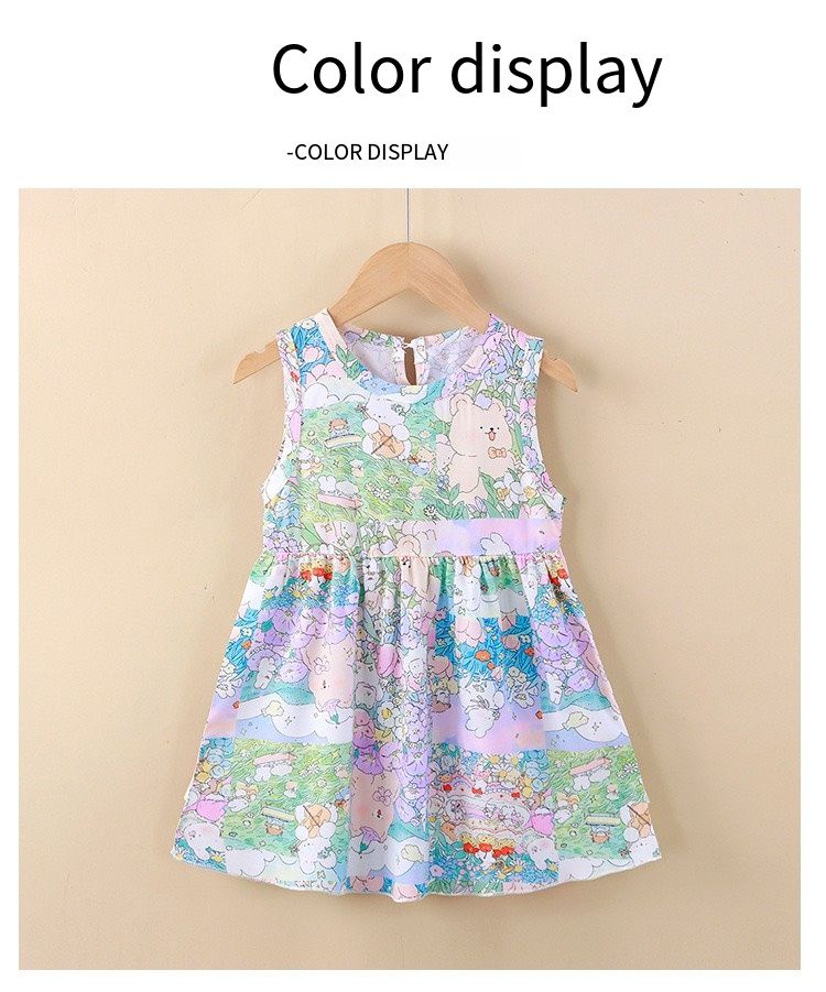 Girls' summer cotton dress for children, new style, large size, princess-style top and skirt, Korean version, girls' dress, children's clothing, floral pattern