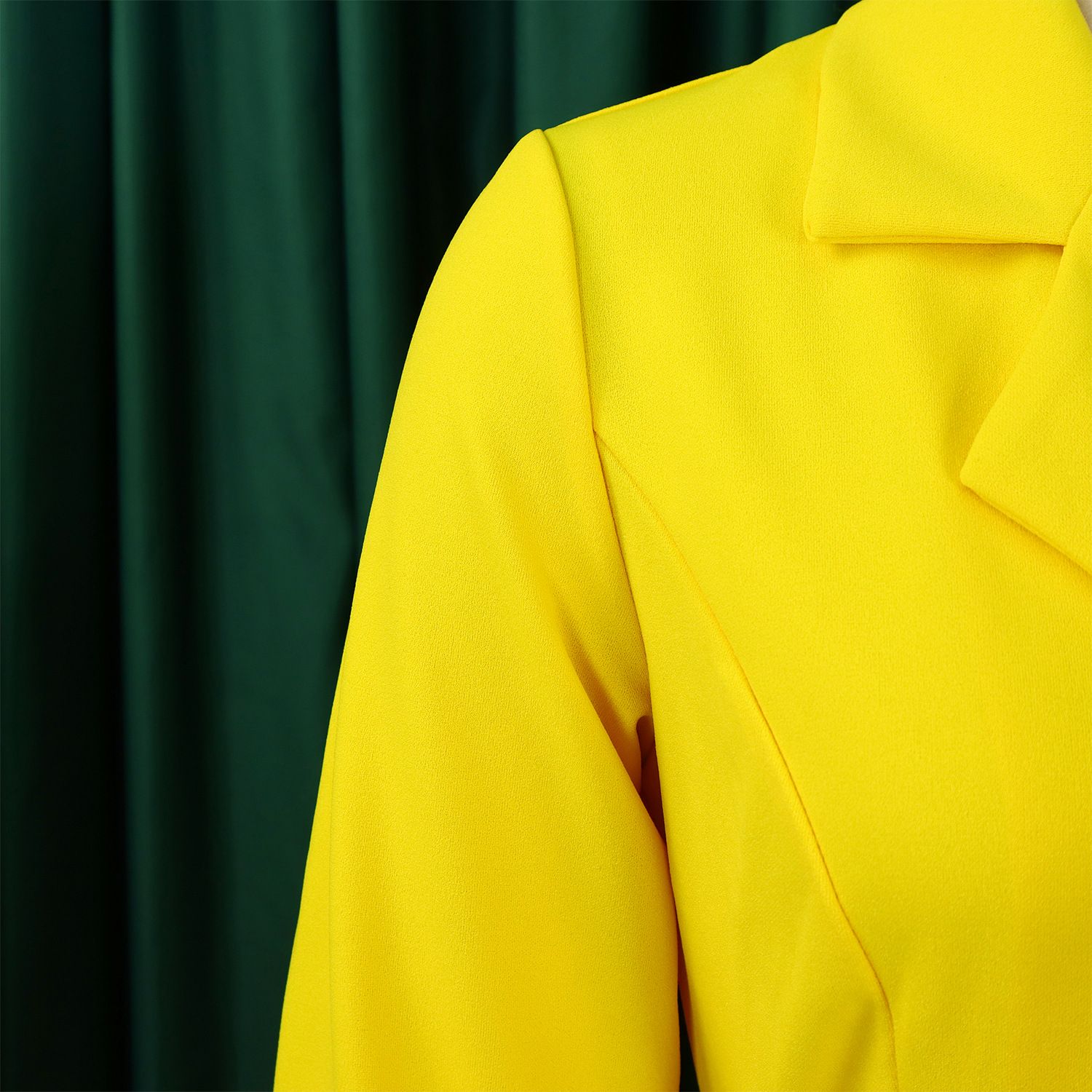 New style export high-waisted fashionable cinched waist pleated patchwork mid-length suit dress