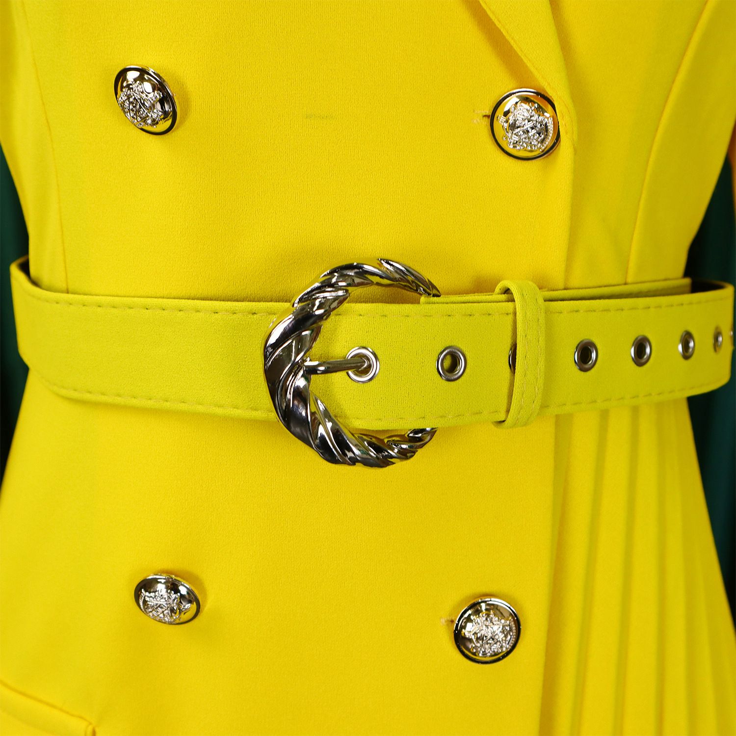 New style export high-waisted fashionable cinched waist pleated patchwork mid-length suit dress